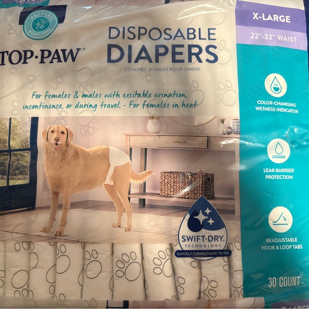 Top Paw Disposable Diapers for Dogs - XL